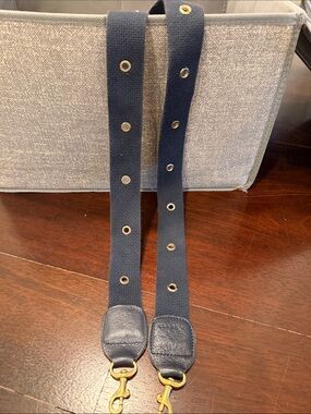 Clare V Navy Canvas Strap with Gold Hardware